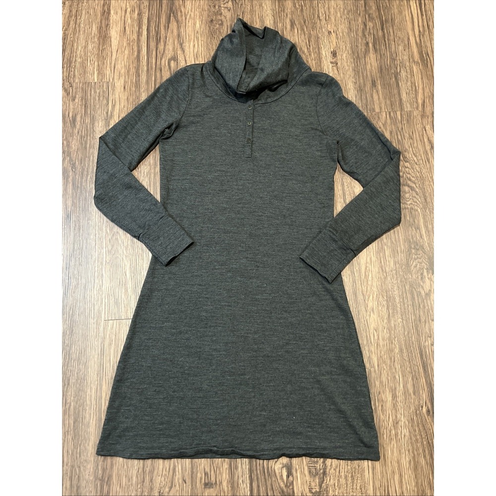 Icebreaker Women's Merino Wool Ariana Cowl Neck Dress Heather Gray Size M